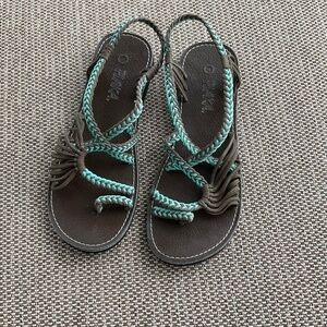 Plaka sandals,brown and teal.New size 8.